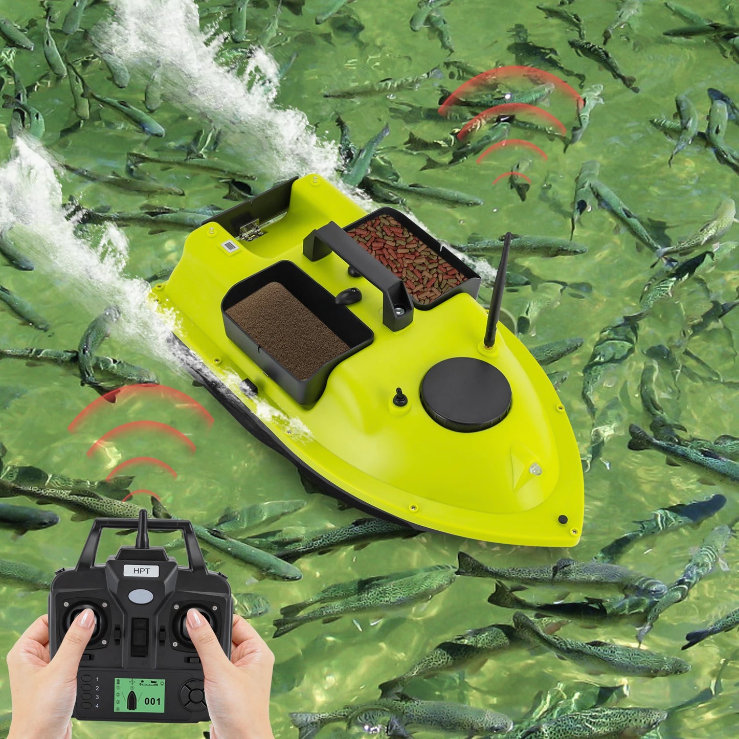 Rechargeable GPS Fishing Bait Boat with 2 Batteries 16 Positioning Points 2kg Load Bait Boat