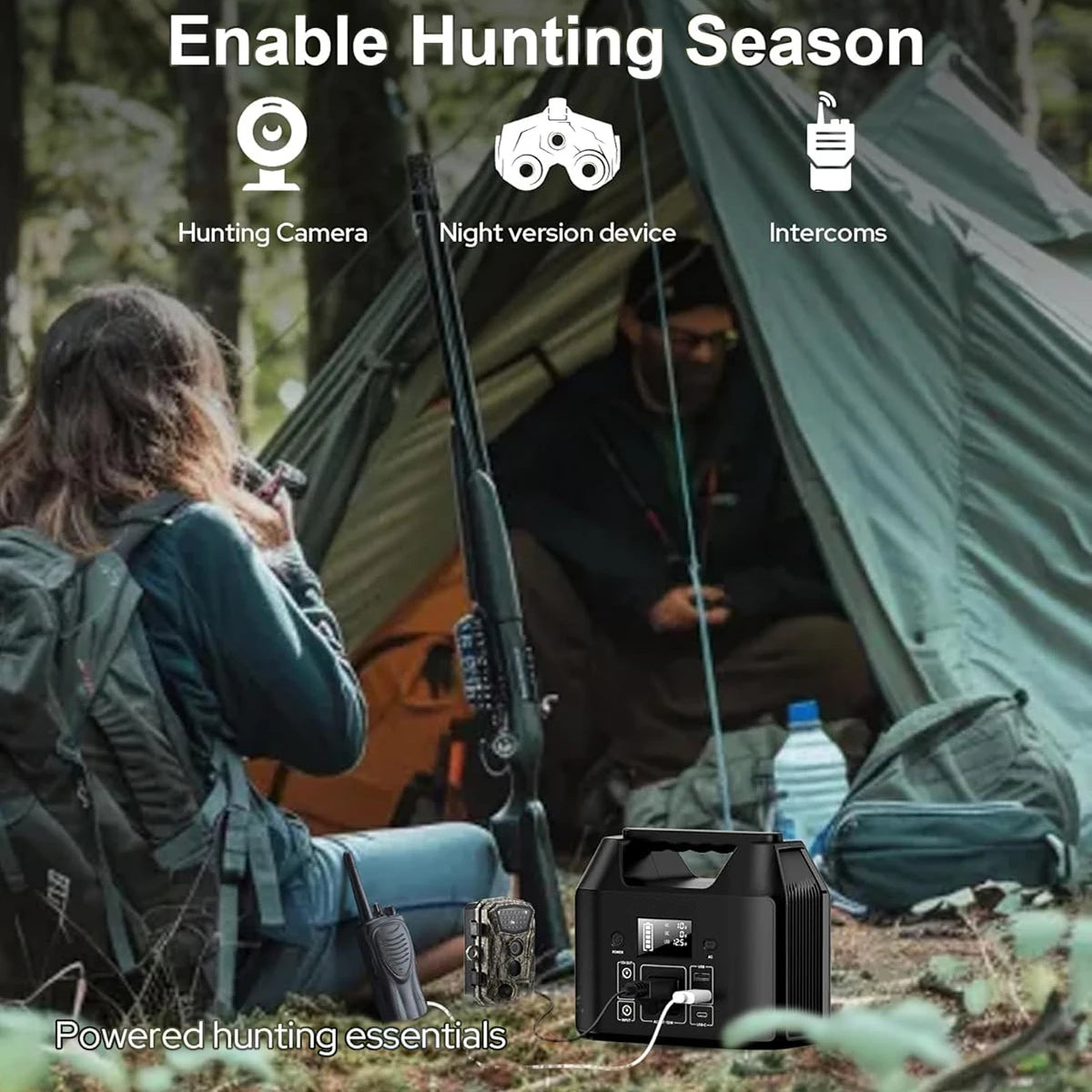 150W Portable Power Station 122.8Wh LiFePO4 Battery Solar Generator Power Bank with AC 110V & LED Flashlight for Camping/Home/RV