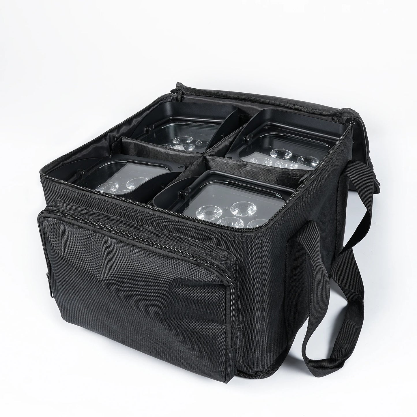 Fieryzeal Black 600D Waterproof Par Light Bag PVC 210D Lining Stage Lighting Bag for 20×14.5×14.5CM Par Lights