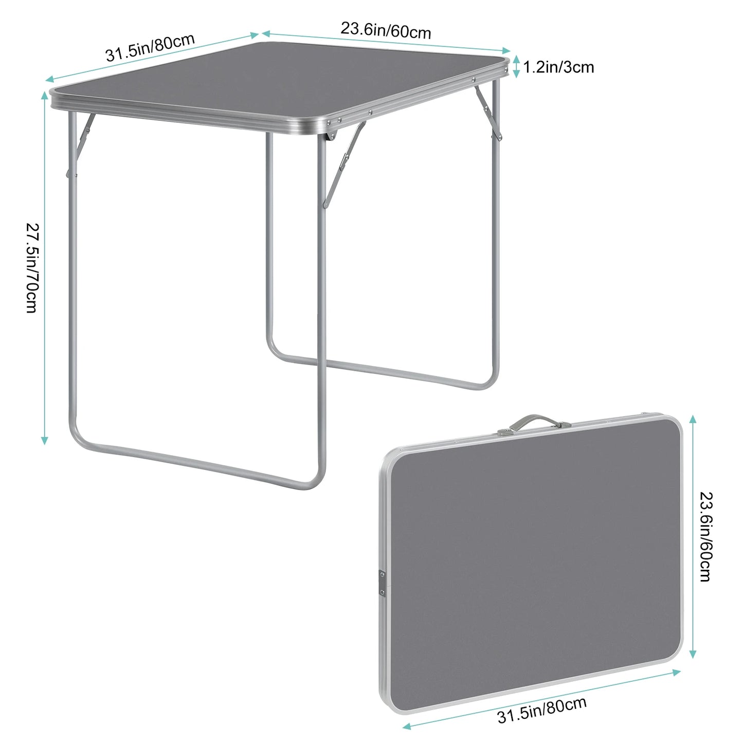 Portable Outdoor Folding Table w/Rectangular Design, Multi-Use Camping/Home/Learning Dining Table - Lightweight & Space-Saving