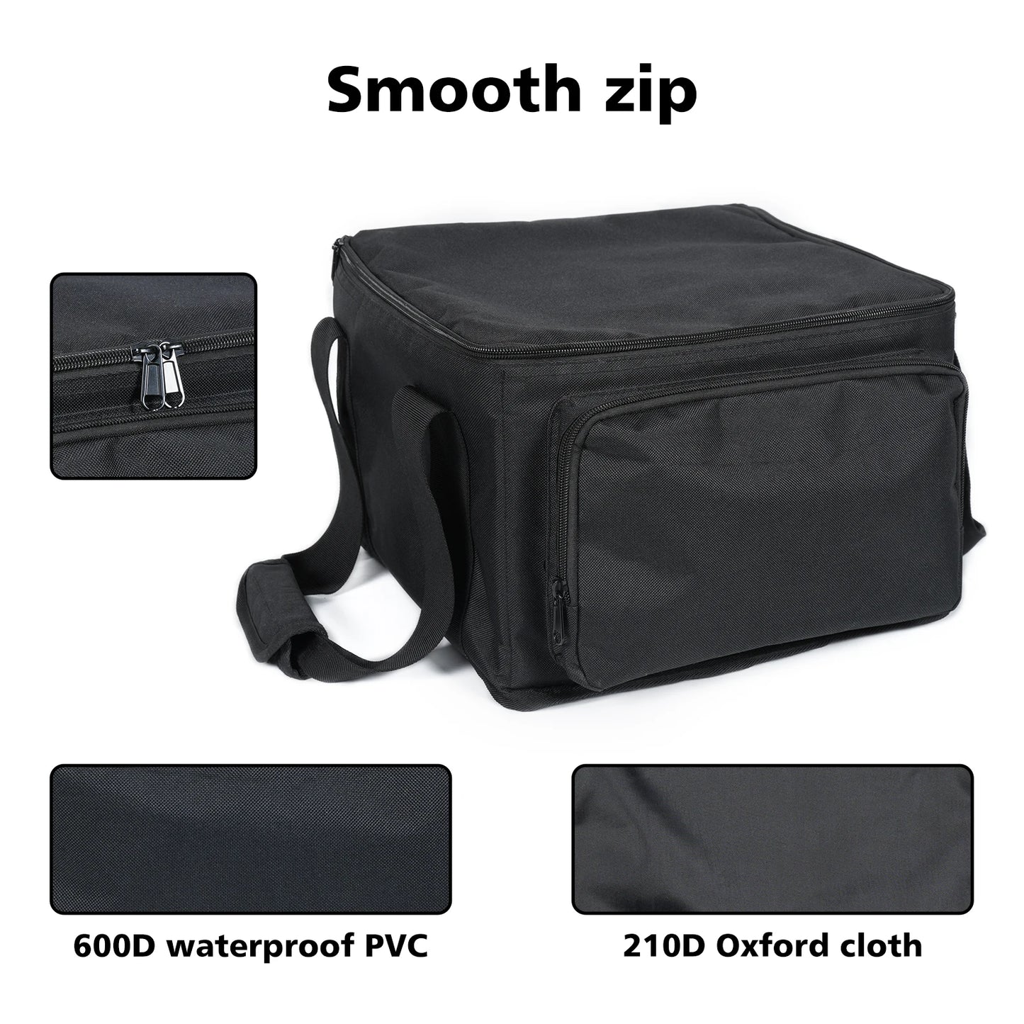 Fieryzeal Black 600D Waterproof Par Light Bag PVC 210D Lining Stage Lighting Bag for 20×14.5×14.5CM Par Lights